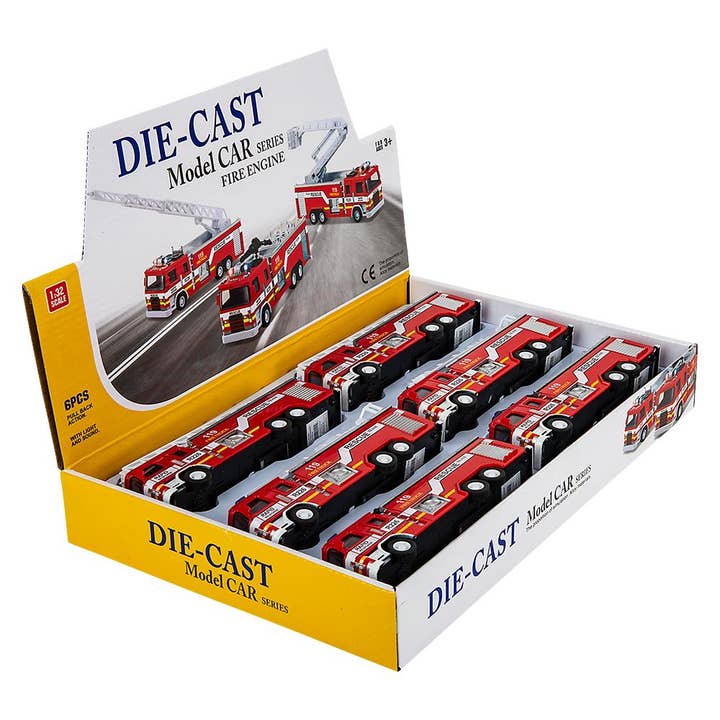 The Toy Network - Wholesale Toy Car/Truck - Kids - 7" Diecast Pull Back Lgt/Sound Fire Engine 1:32 Scale7