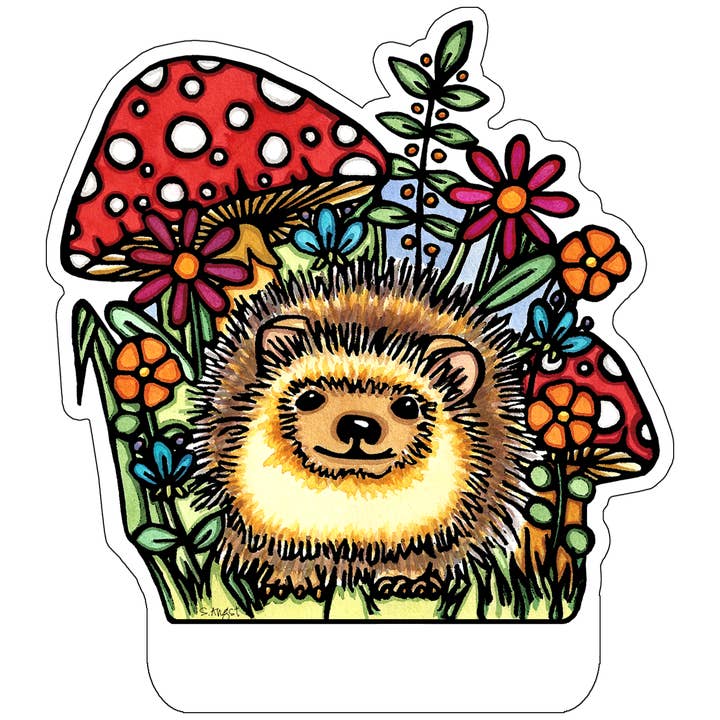 Pegatina con nombre en forma de erizo para venta al por mayor de Sarah Angst Art