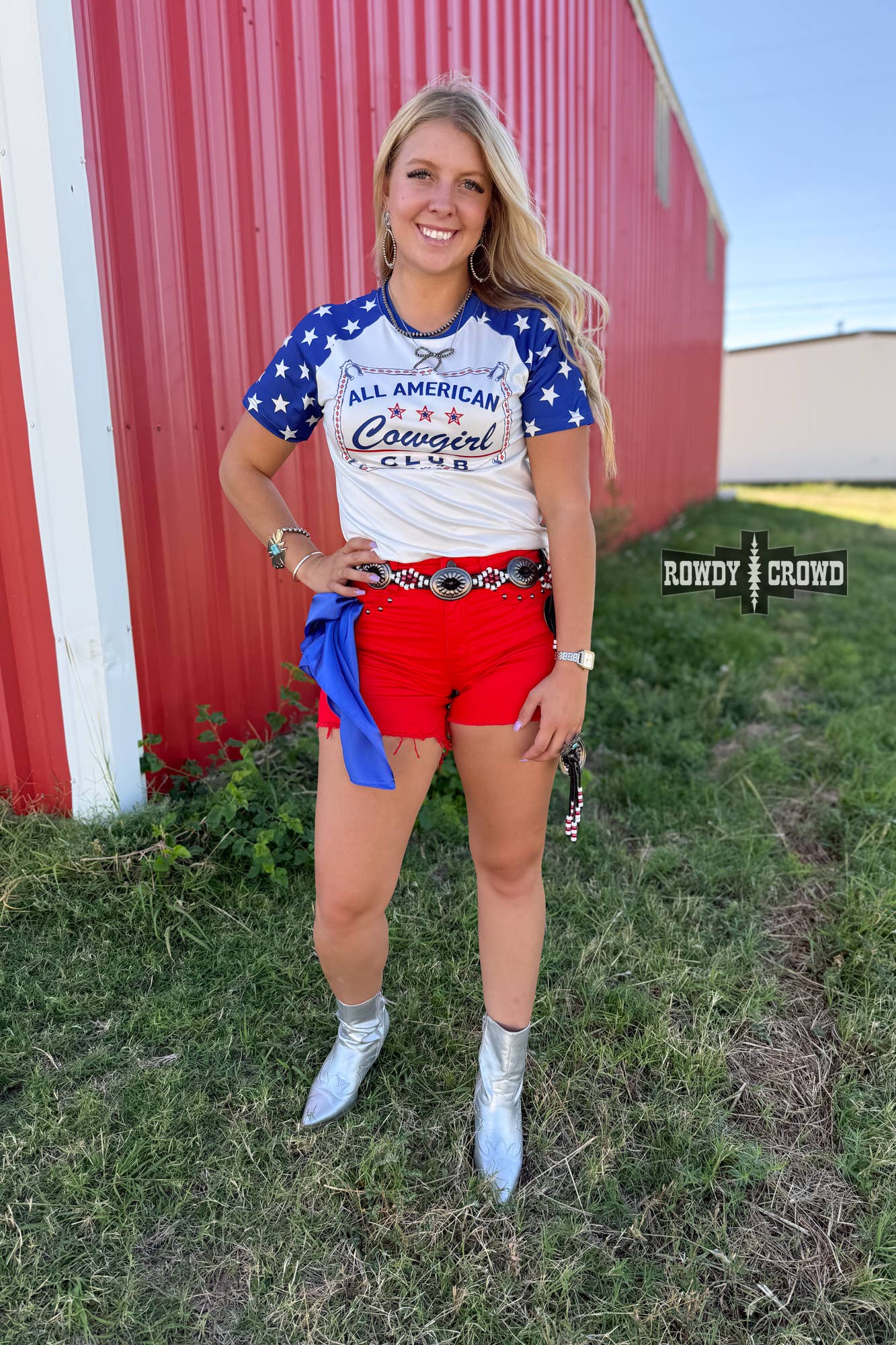 Rowdy Crowd Clothing – T-shirt estampada - Mulher por atacado – Camiseta All American Cowgirl3