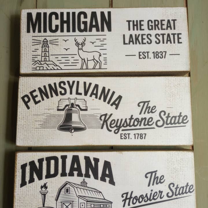 Vintage State Nickname Mini Wood Sign for wholesale by Bluegrass Burlap Co