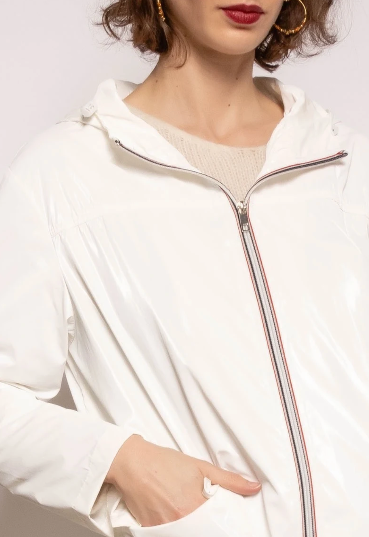 Escandelle Paris – Capa de chuva - Mulher por atacado – Parka encerada longa, Corta-vento impermeável leve10