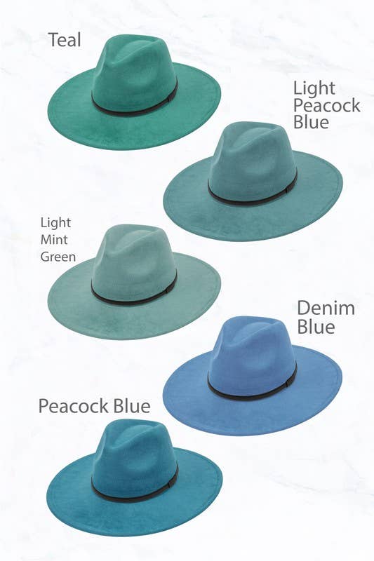 Suzie Q USA - Wholesale Fedora - Women's - Suede Large Eaves Peach Top Fedora, Leather Belt14