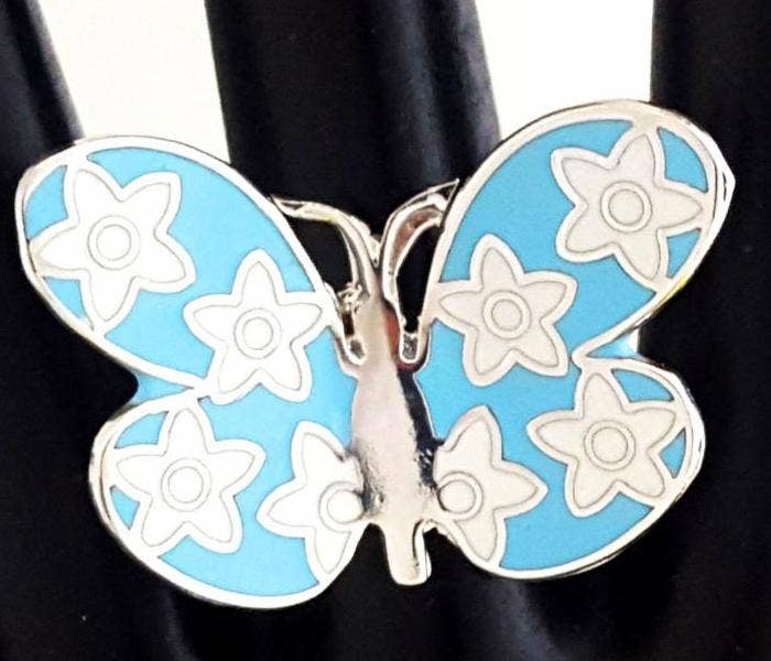 Costello International – wholesale Cocktail/Statement Ring – Eldad emalj Silver tropiska fjäril ringar11