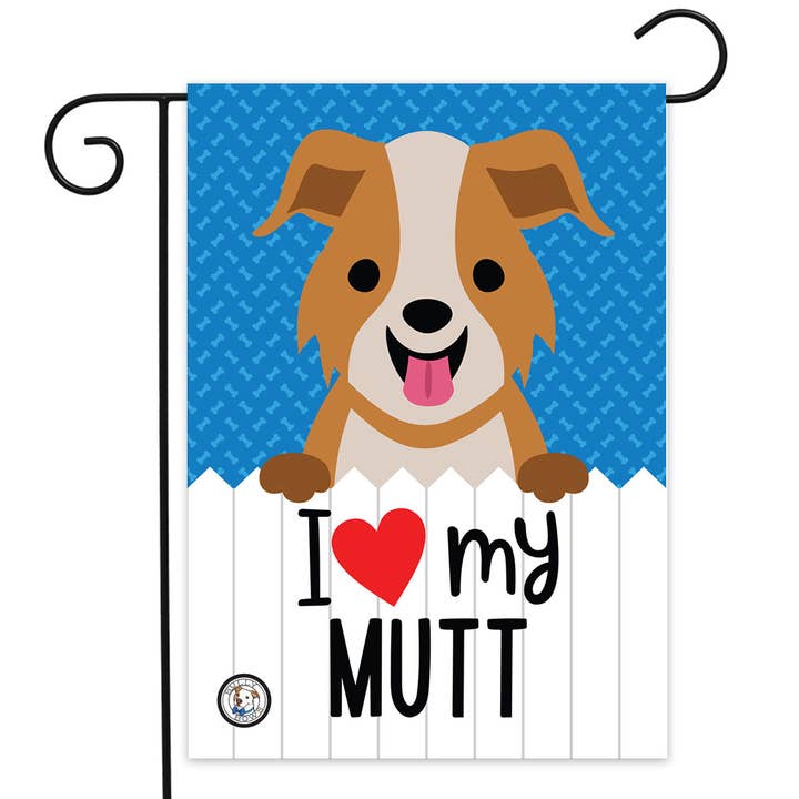 I Love My Mutt Garden Flag for wholesale by Bully Bows