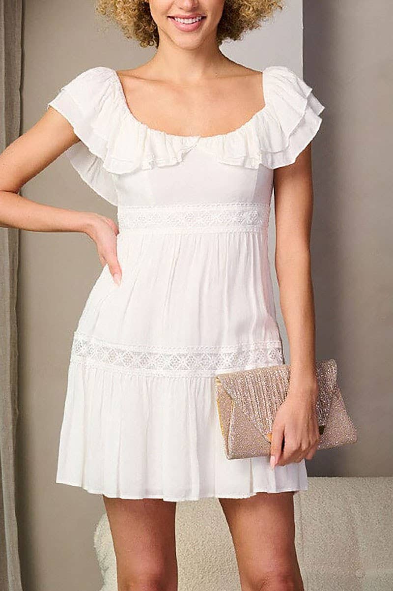 ROUSSEAU - Wholesale Dress - Women's - SHORT SLEEVE RUFFLE TIERED MINI DRESS6