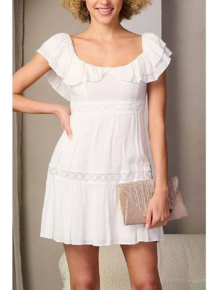 ROUSSEAU - Wholesale Dress - Women's - SHORT SLEEVE RUFFLE TIERED MINI DRESS6