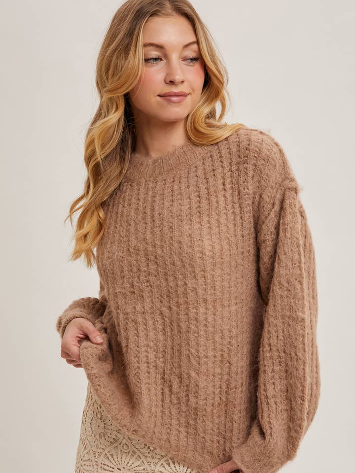 Bluivy – wholesale Pullovertröja - Dam – Oversized tröja i våffelstickning0