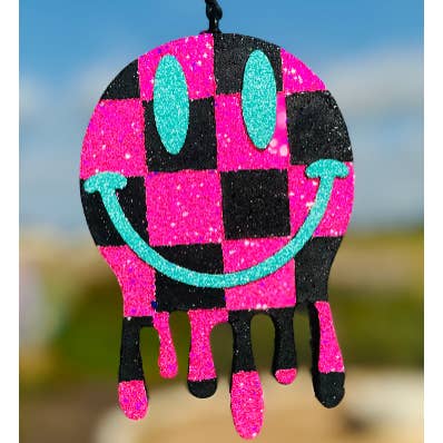 Checkered Drip Smiling Car Freshie/Car Scent/Air Freshener for wholesale by Scent Story Freshies