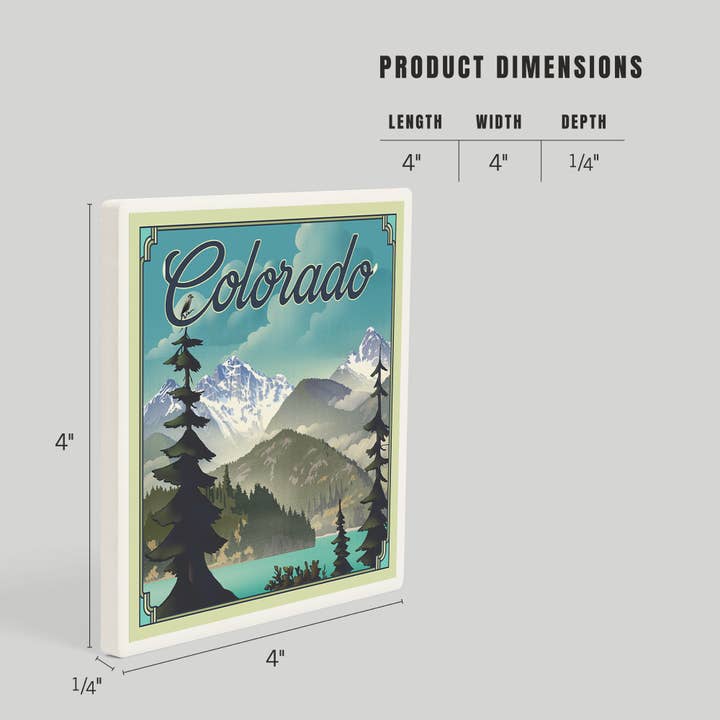 Lantern Press - Wholesale Coasters - CERAMIC COASTER Colorado, Lithograph4