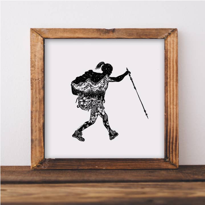 Floral Hiker Art Print for wholesale by Kaari & Co.