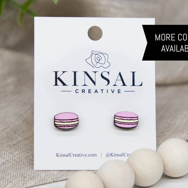 Macaron Wood Stud Earrings for wholesale by Kinsal Creative