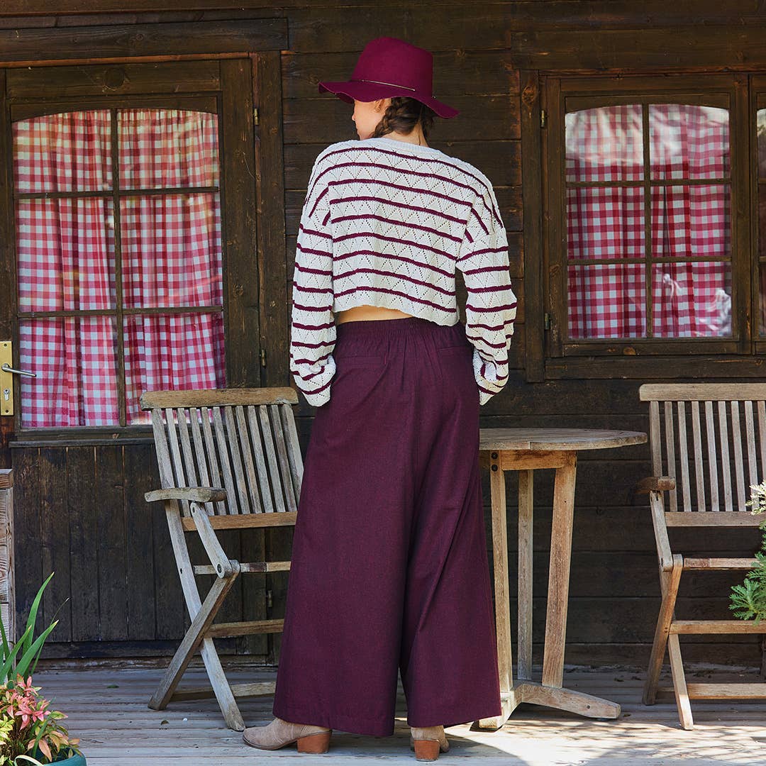 Los Banditos - Wholesale Pants - Women's - Wrapped Asymmetric Cut Button Detailed Red Bohemian Trousers4