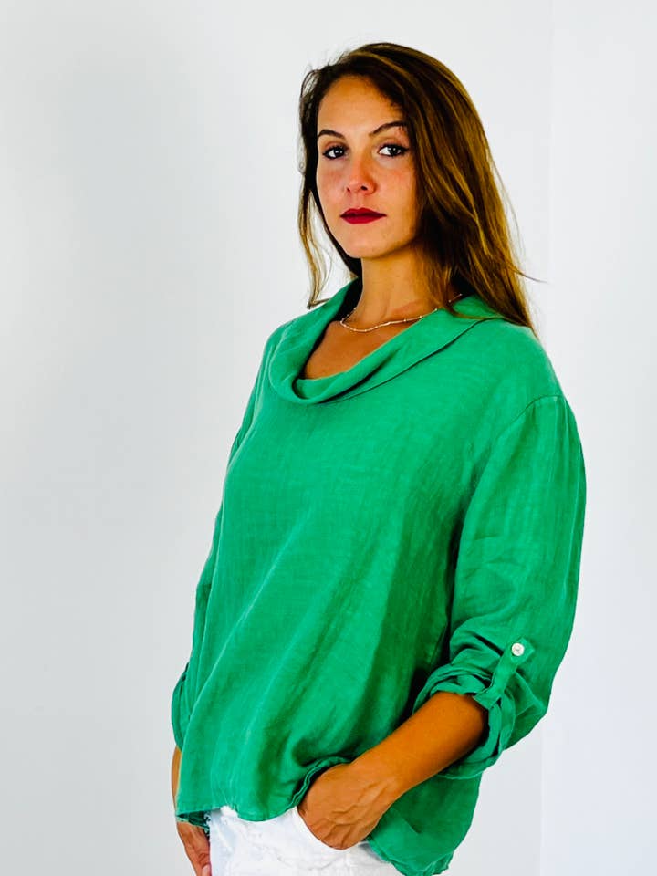 Linen & More - Wholesale Blouse - Women's - REF 10644 100% LINEN BOAT NECK BLOUSE12