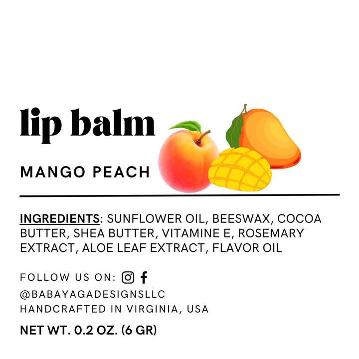 Baba Yaga Designs LLC - Wholesale Lip Balm - Mango Peach Tea Lip Balm, Natural Chapstick, Lips Smacker2