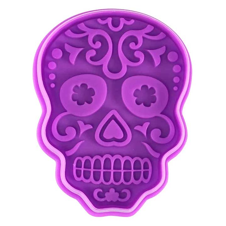 R&M International - Wholesale Cookie Cutter - Day of the Dead Sugar Skull Stamper (3")1