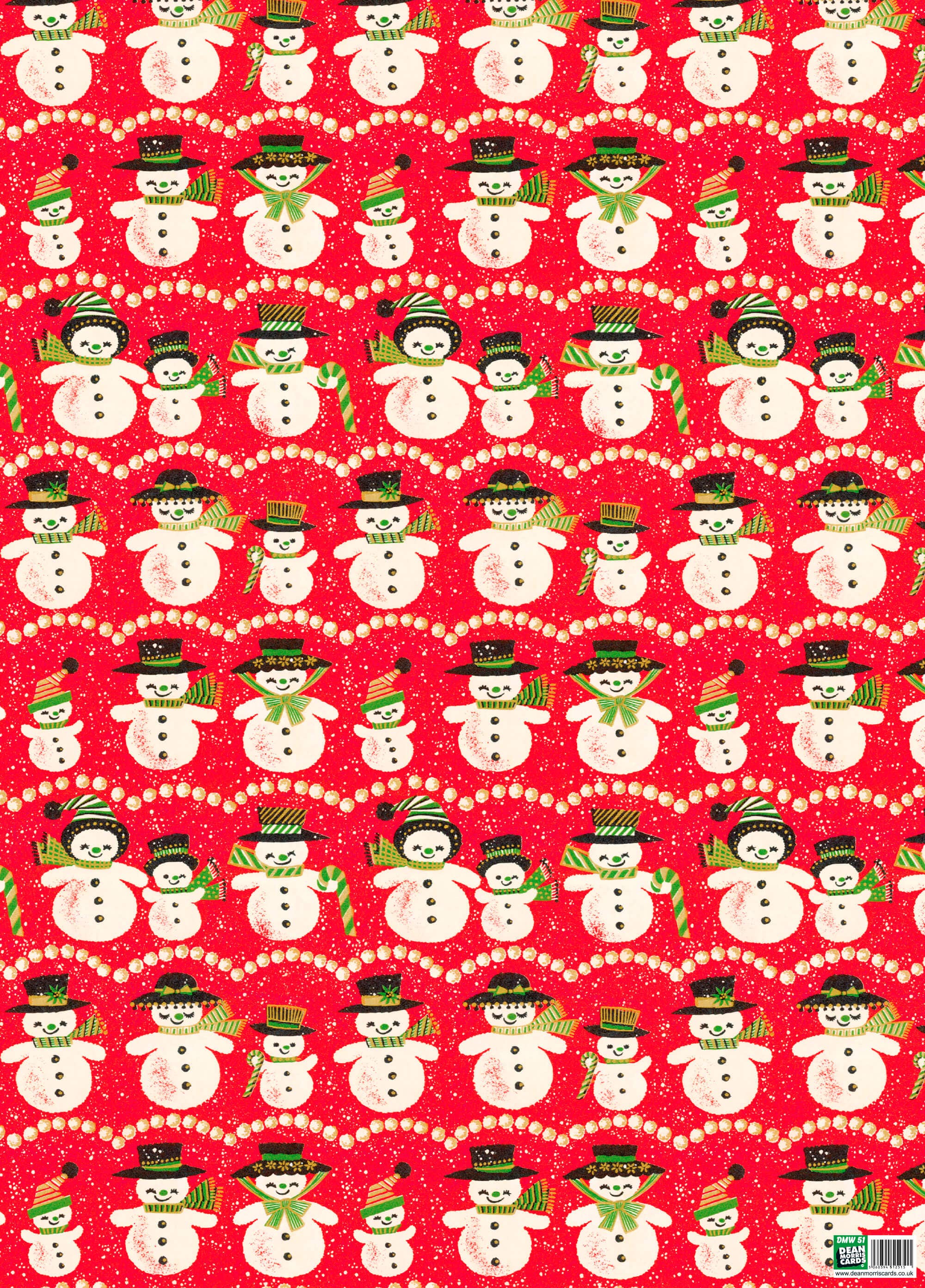 Dean Morris Cards - Wholesale Flat Wrap - Retro snowman Gift Wrap1