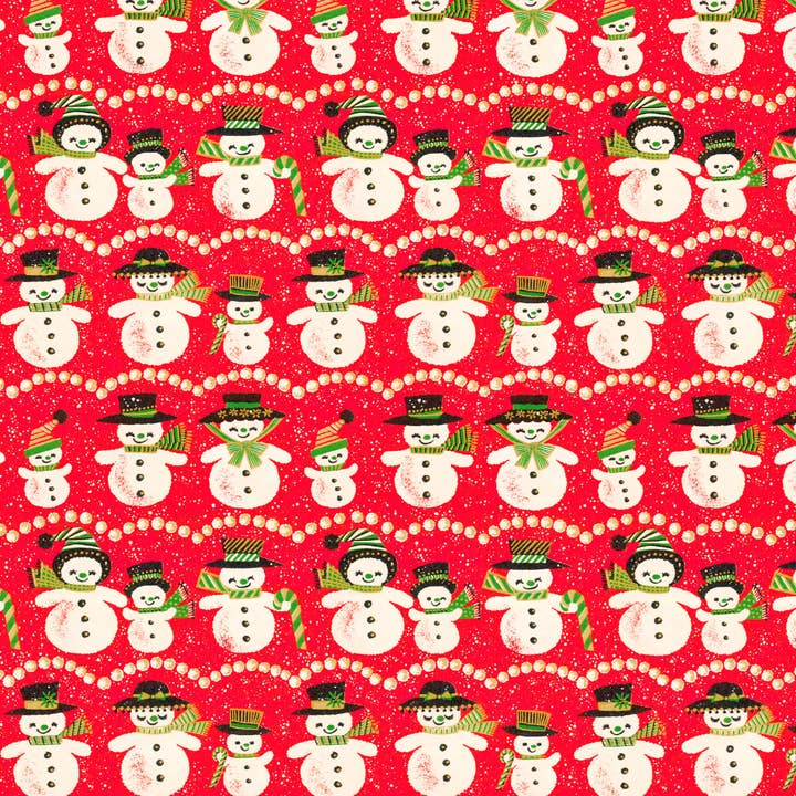 Dean Morris Cards - Wholesale Flat Wrap - Retro snowman Gift Wrap1
