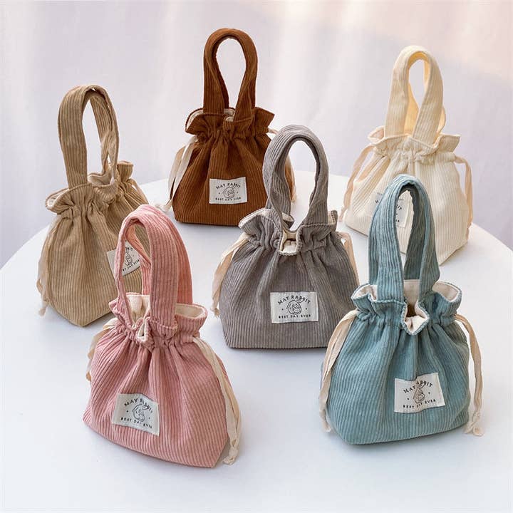 Funkyrel® Atzbranding Limited - Wholesale Drawstring Bag - Women's - Corduroy Drawstring Handheld Storage Bag