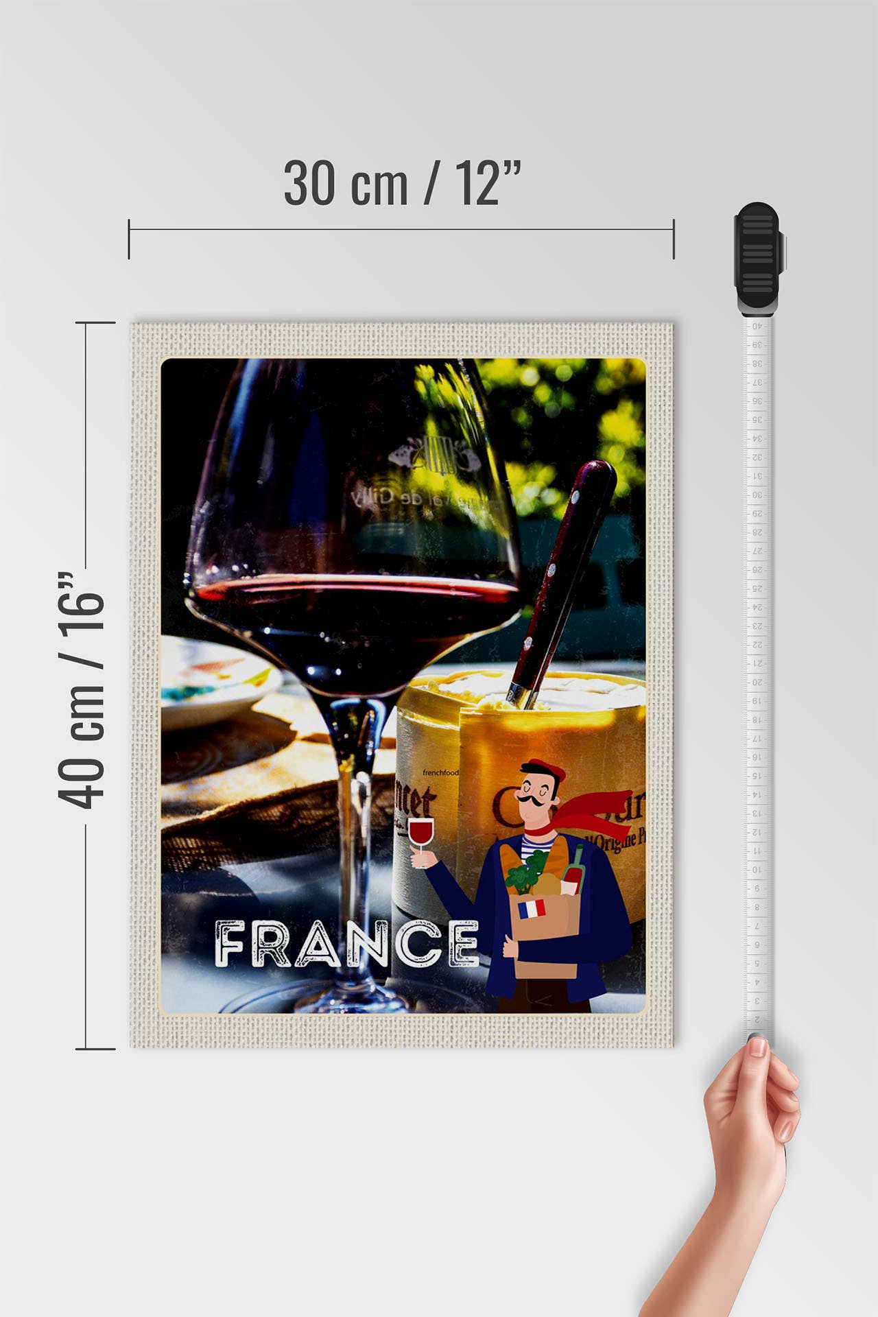 Femer - Venta al por mayor Letreros - Cartel de viaje de madera de 30 x 40 cm con queso camembert francés3