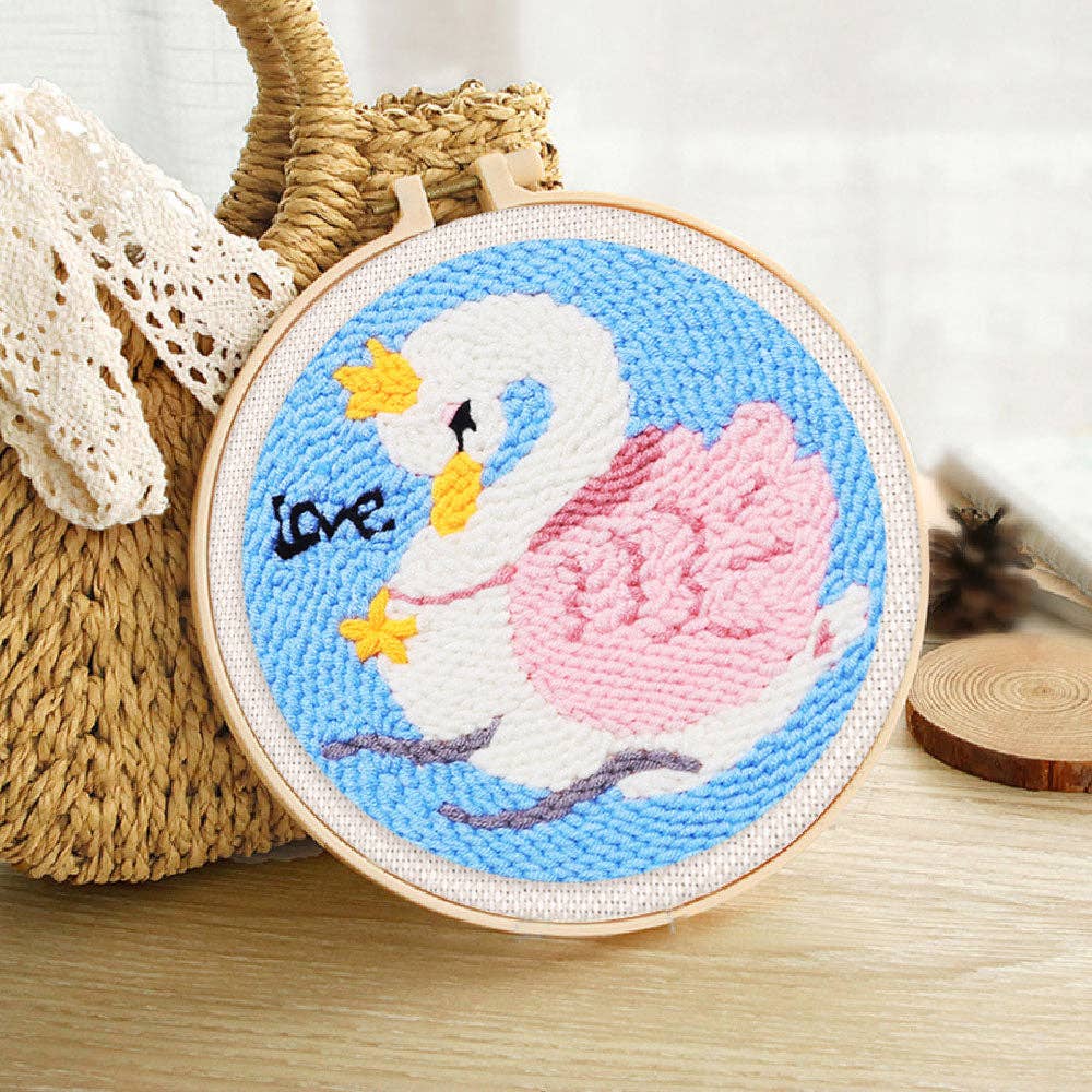 Figured'Art - Wholesale Embroidery/Cross Stitch Supplies - Punch Needle Kit - Lovely Swan2