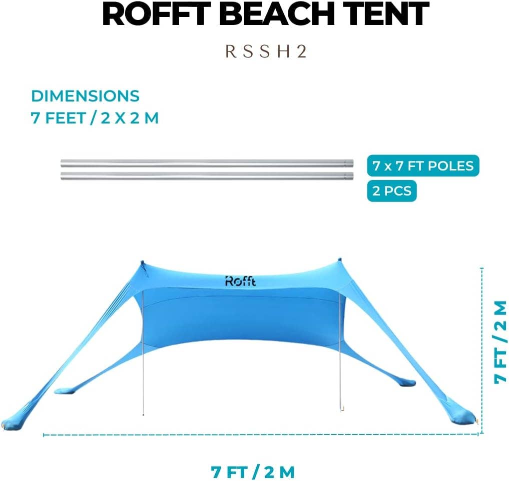 ROFFT USA LLC – wholesale Tent – Pop Up Beach Tent and Beach Canopy Sun Shelter UPF50+ with Sand Shovel, Ground Pegs and Aluminum Poles Beach Shade Beach Tent pop up Shade Beach Tent Sun shelter Beach Canopy Tent Sun Shade8