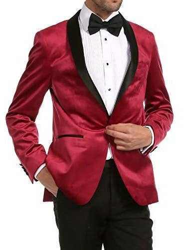 Ferrecci - Wholesale Blazer - Men's - Ferrecci - Enzo Men's Velvet Slim Fit Shawl Tuxedo Blazer38