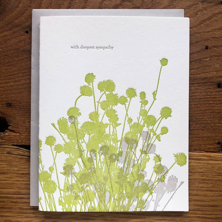 Lark Press - Wholesale Sympathy Card - Thistles Sympathy Letterpress Card