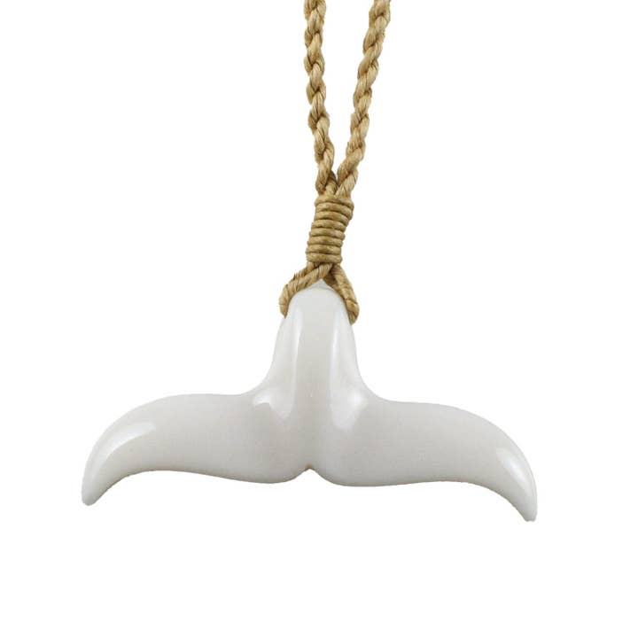 Hawaiian Whale Tail Necklace, Hawaiian Hand Carved Buffalo Bone Whale Tail Necklace, B7009 Christmas Present, Birthday Gift, Gift for Him for wholesale by Paradise Treasures Jewelry