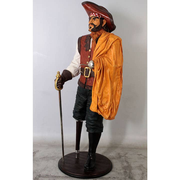 LM Treasures - Wholesale Costume - Unisex - Pirate Captain Wooden Leg Life Size Statue4