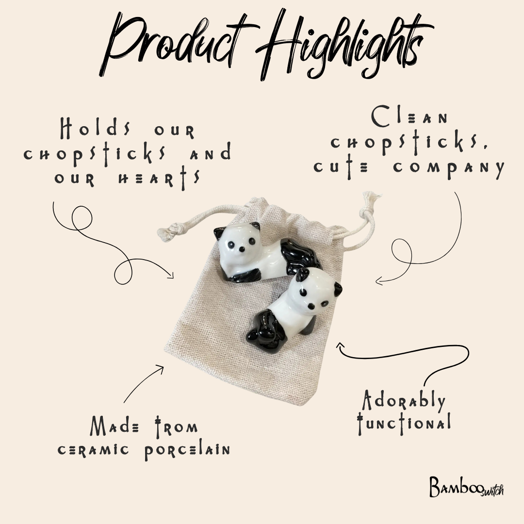 Bamboo Switch - Wholesale Chopsticks - 2x Ceramic Porcelain Panda Chopstick Rest | Sushi Bestseller6