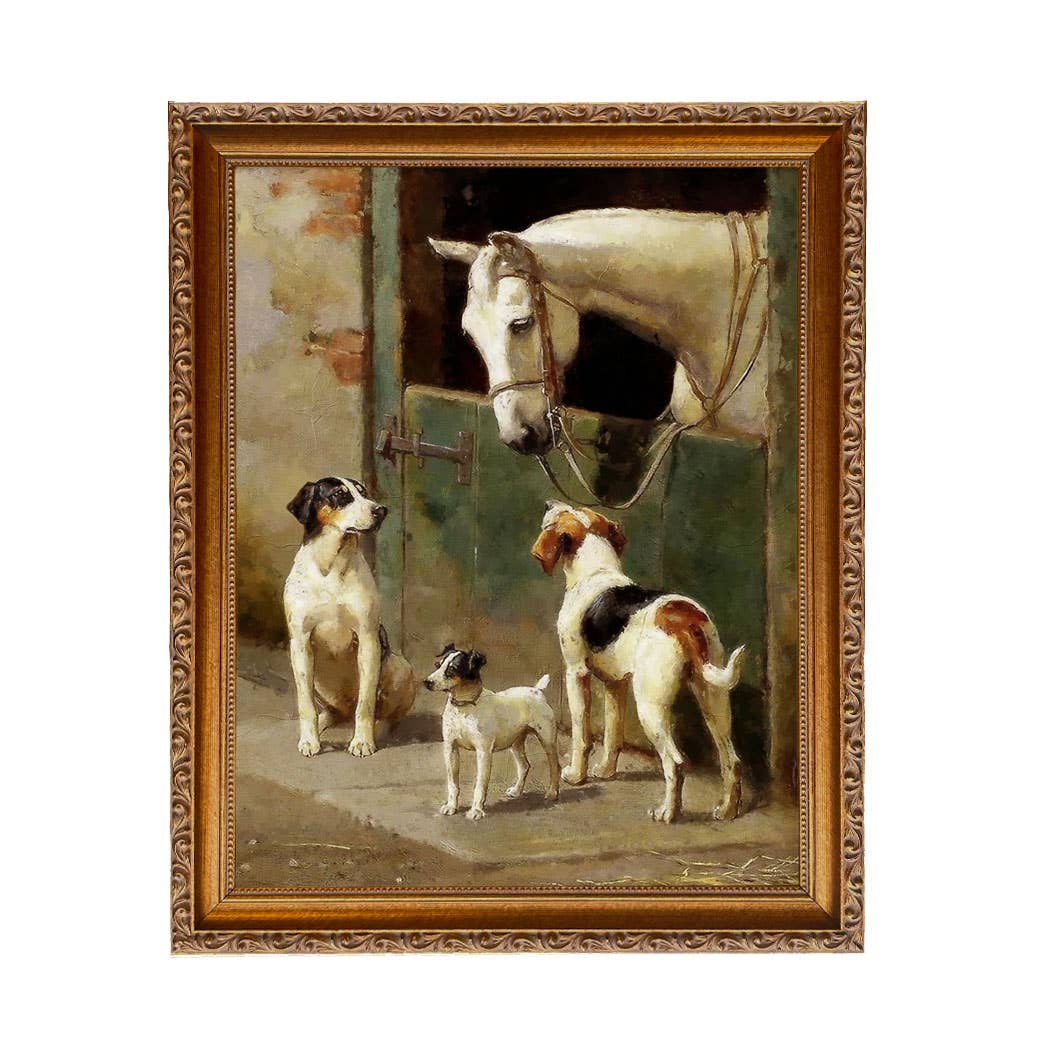 Madison Bay Co. - Historical Home Decor Reproductions - Wholesale Art Print - Dog and Horse at Stable Vintage Painting Print on Canvas22