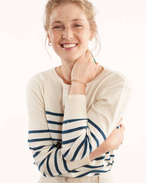 Tricot - Wholesale Knit Sweater - Women's - Recycled Cashmere & Cotton Striped Sailor Sweater1