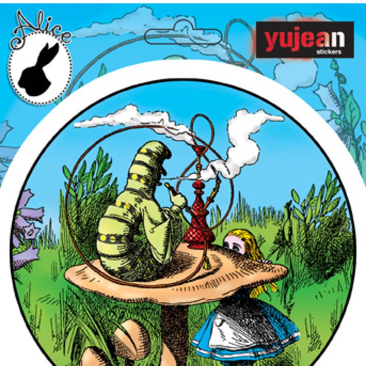Sunshine Joy - Wholesale Sticker - Alice In Wonderland Smoking Caterpillar Sticker 4.75"