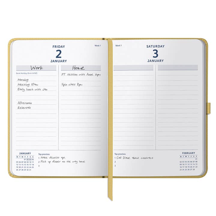 Busy B - Wholesale Journal/Diary - Mid-Year Dual Schedule Day a Page Diary 2025/26 - Faux Cover