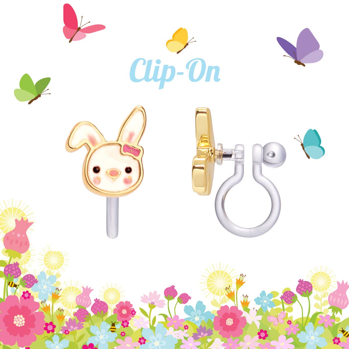 Girl Nation - Wholesale Earrings - Kids - CLIP ON Cutie Earrings | Bouncy Bunny