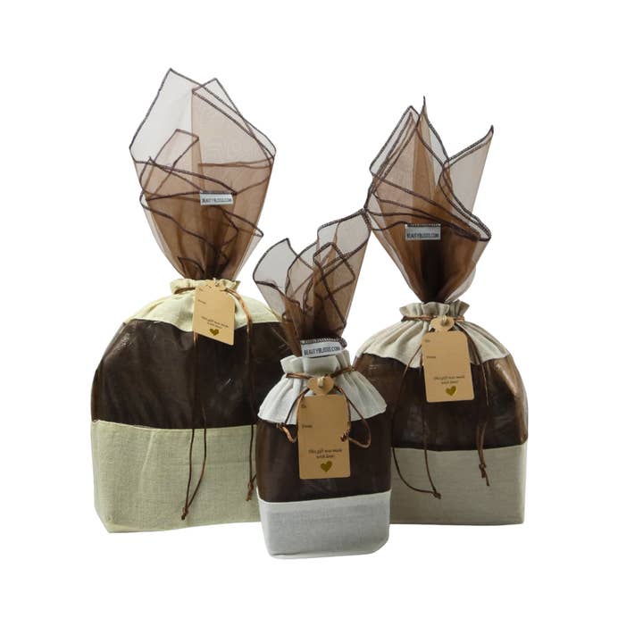 Cotton Linen Gift Bags – Singles & 3-Pc Set (S/M/L) for wholesale by Beauty Blisss