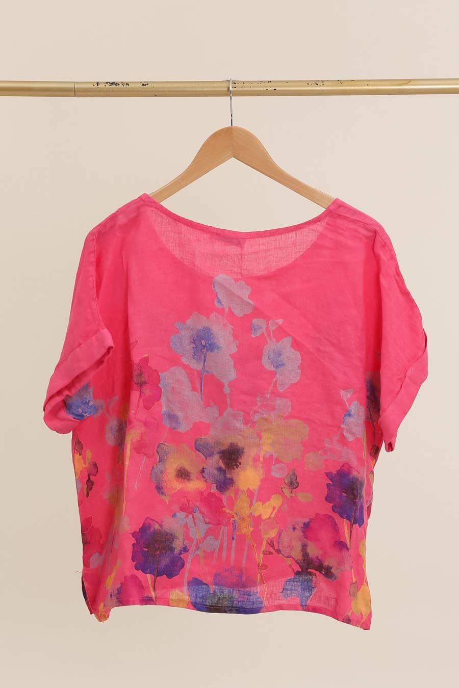 la maison des fibres naturelles – wholesale T-shirt – women's – Round neck printed linen T-shirt 23310 100% LINEN24