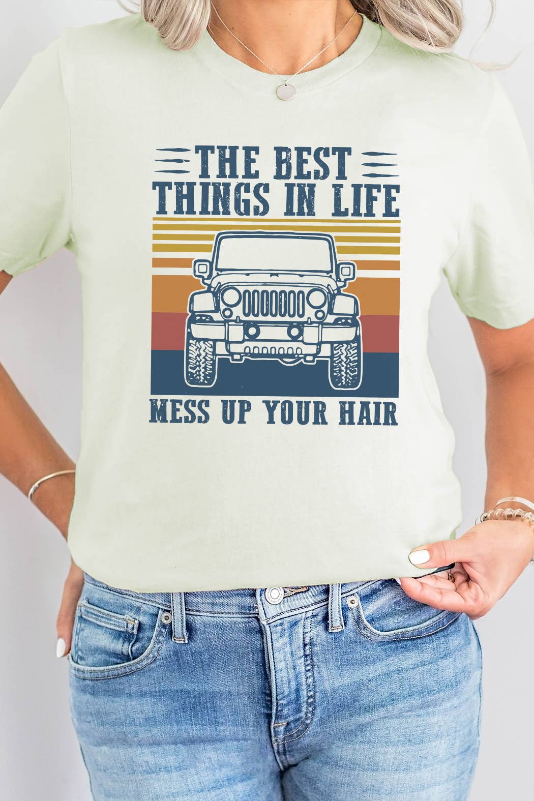 Kissed Apparel - Vente T-shirt sérigraphié – femme - T-shirt illustré Best Things in Life Mess Up Your Hair1