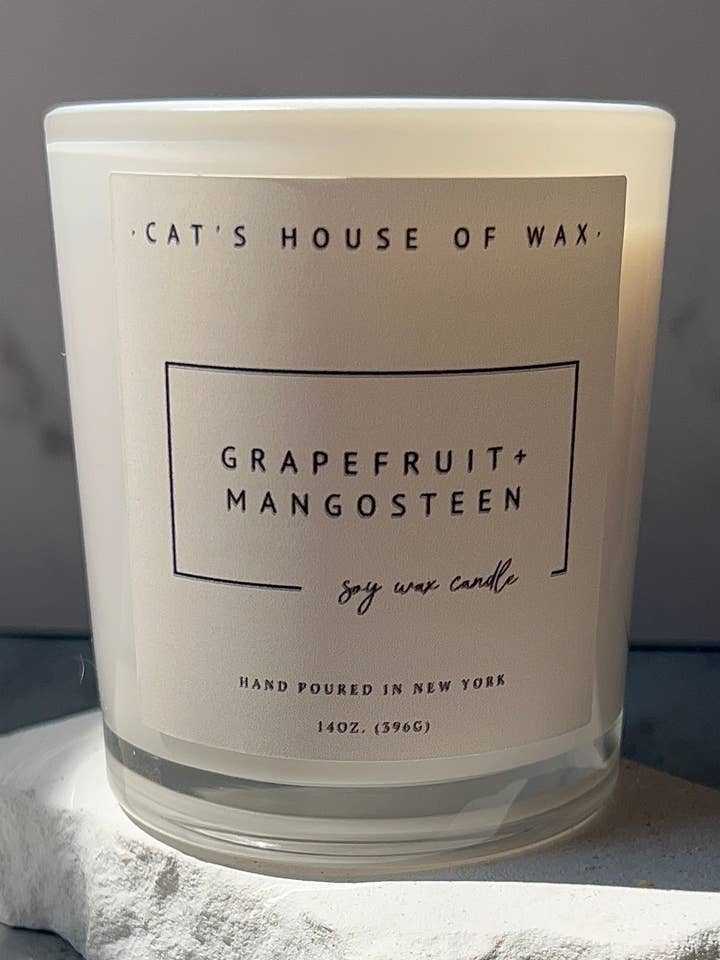 Vela de cera de soja de pomelo y mangostán para venta al por mayor de Cat’s House of Wax