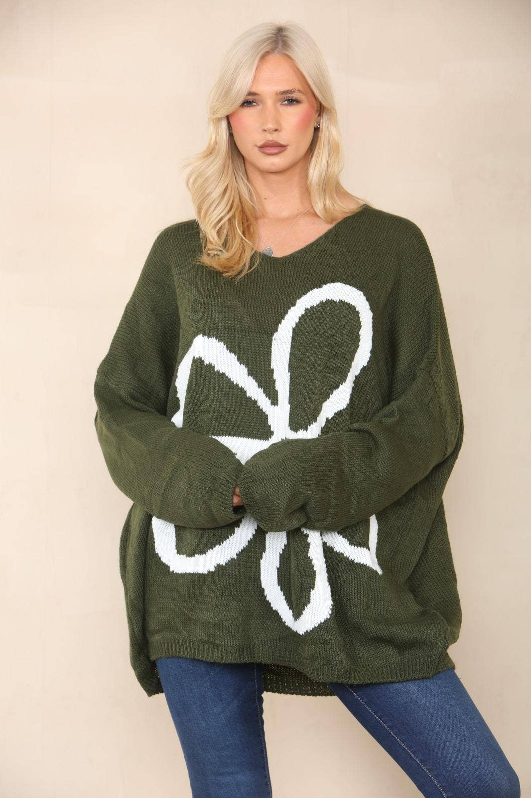 Miss Bold - Wholesale Tunic Sweater - Women's - Italian Oversized Floral Print Knitted Jumper Top18