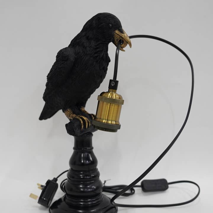 Candeeiro de Mesa Gótico Corvo | Iluminação Peculiar Corvo Preto por atacado de Originals International Ltd