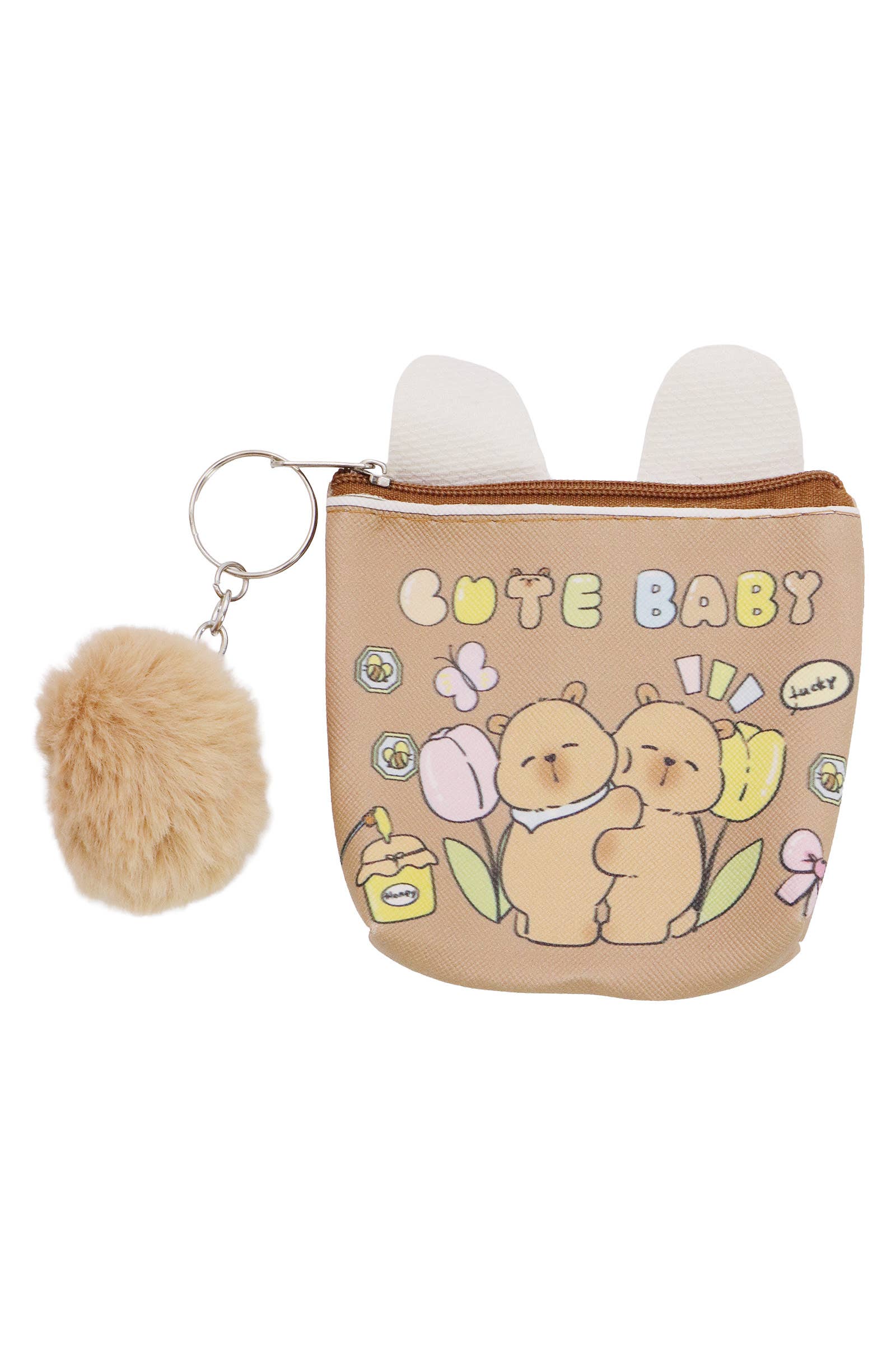 ASSORTED Capybara Pom Pom Vegan Leather Coin Purse Bag for wholesale on Faire3