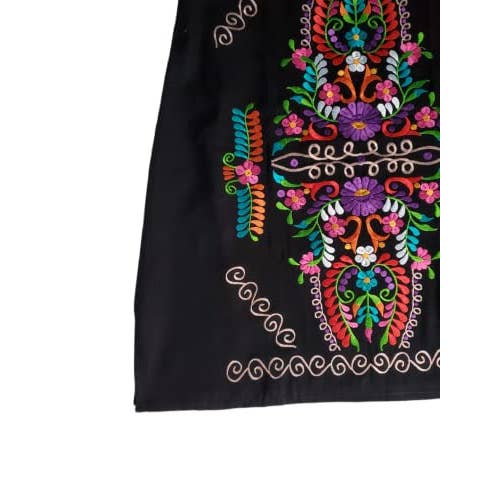 Puerta21 - Vendita all'ingrosso Vestito - Donna - Abiti messicani ricamati | Abiti tradizionali messicani kimono | Abito messicano autentico | Abito ricamato floreale Abito tradizionale messicano. Abito messicano fatto a mano Abito da damigella d'onore messicano Abbigliamento messicano artigianale, abiti etnici messicani - nero