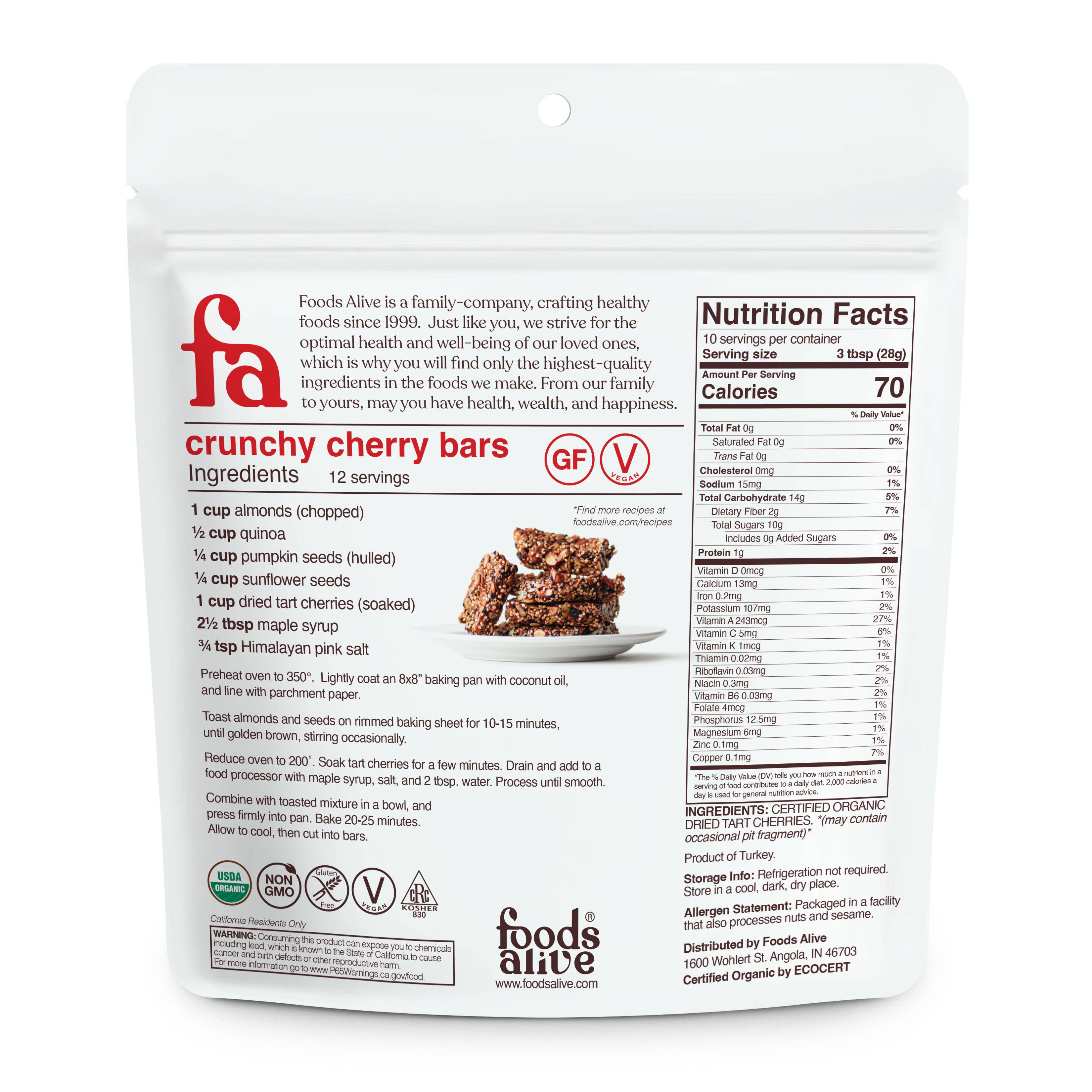 Foods Alive - Wholesale Dried/Dehydrated Fruit - Tart Cherries - Organic1