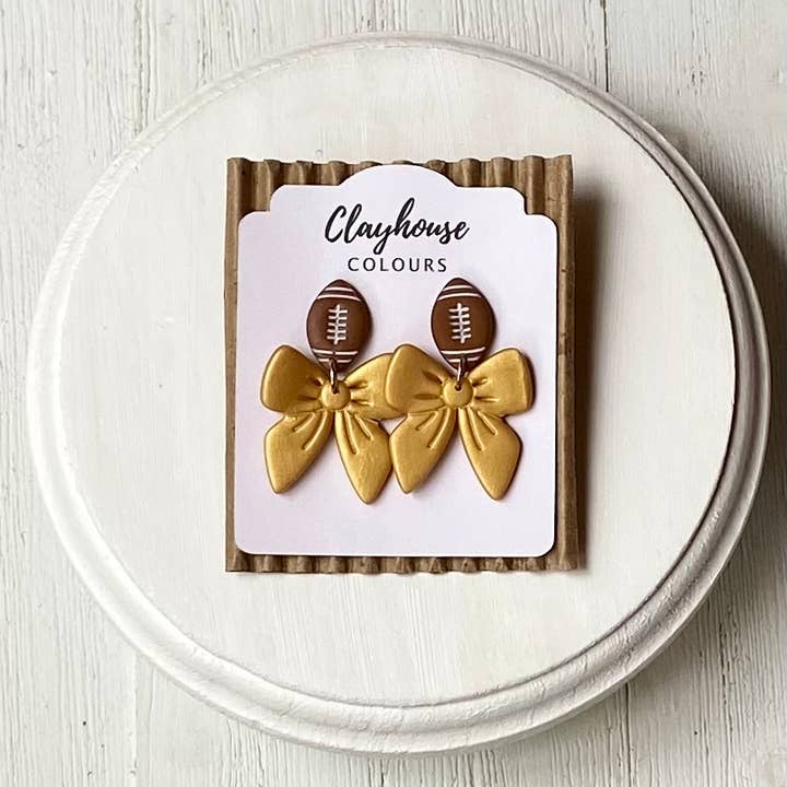 Clayhouse Colours - Wholesale Dangle Earrings - Football & Bow Earrings