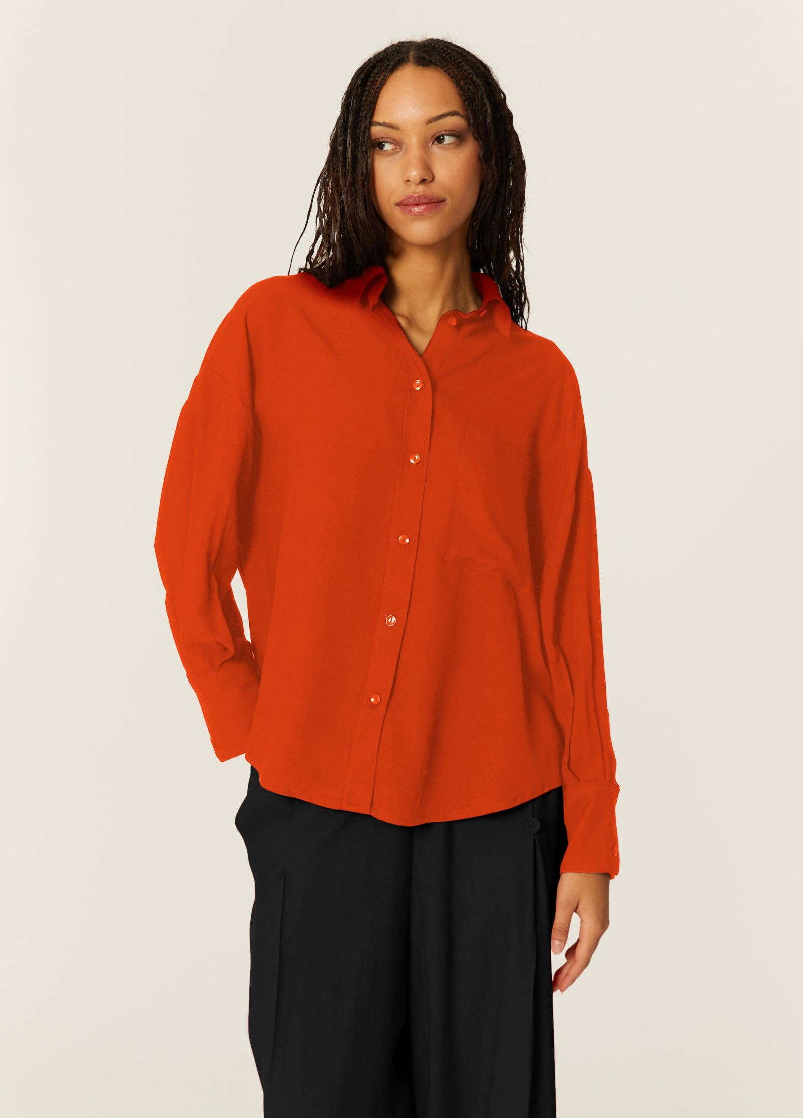Pepaloves - Wholesale Button Down Shirt - Women's - CAMISA OVERSIZE ECOVERO ROJA2