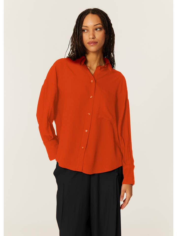 Pepaloves - Wholesale Button Down Shirt - Women's - CAMISA OVERSIZE ECOVERO ROJA2