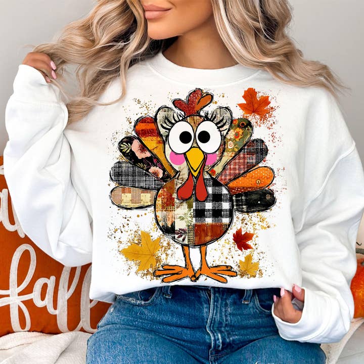 NVC Ecommerce LLC - Wholesale T-Shirt (Graphic) - Women's - Thanksgiving Gobble Coquette Shirt, Preppy Turkey Sweatshirt3