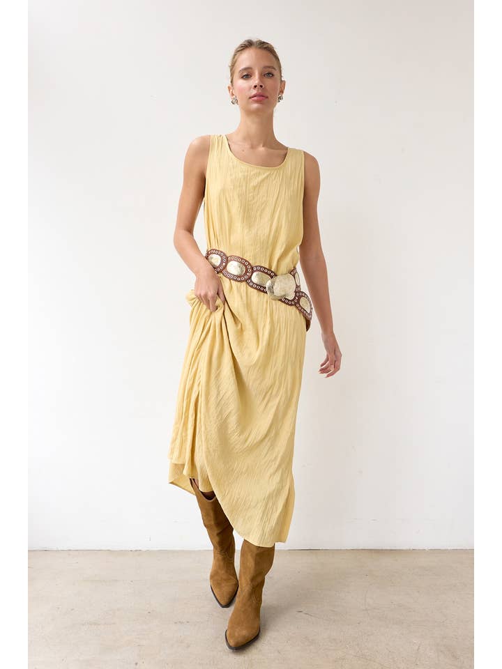 MUTE YELLOW Textured Easy Dress With Slip Dress - RD1103 for wholesale on Faire