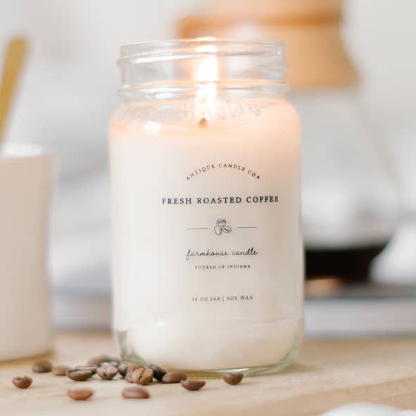 Antique Candle Co.® - Wholesale Jar/Filled Candle - Fresh Roasted Coffee - Soy Wax Mason Jar Candle0